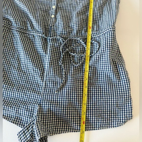 Denim & Supply Ralph Lauren Romper Women’s L Blue Gingham Plaid 100% Cotton